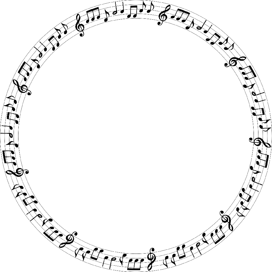 Circular photo of musical notes without background suitable for printing png