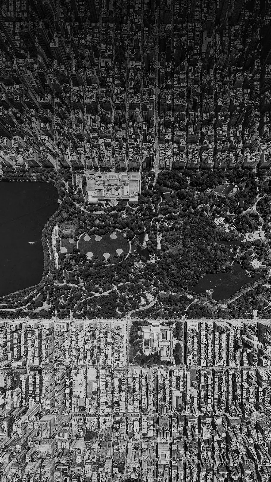 Unique black and white aerial photo of a beautiful city in Full HD quality