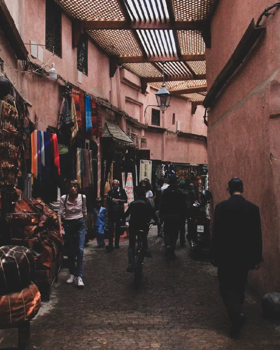 Narrow and interesting markets of Morocco in an art frame 1402