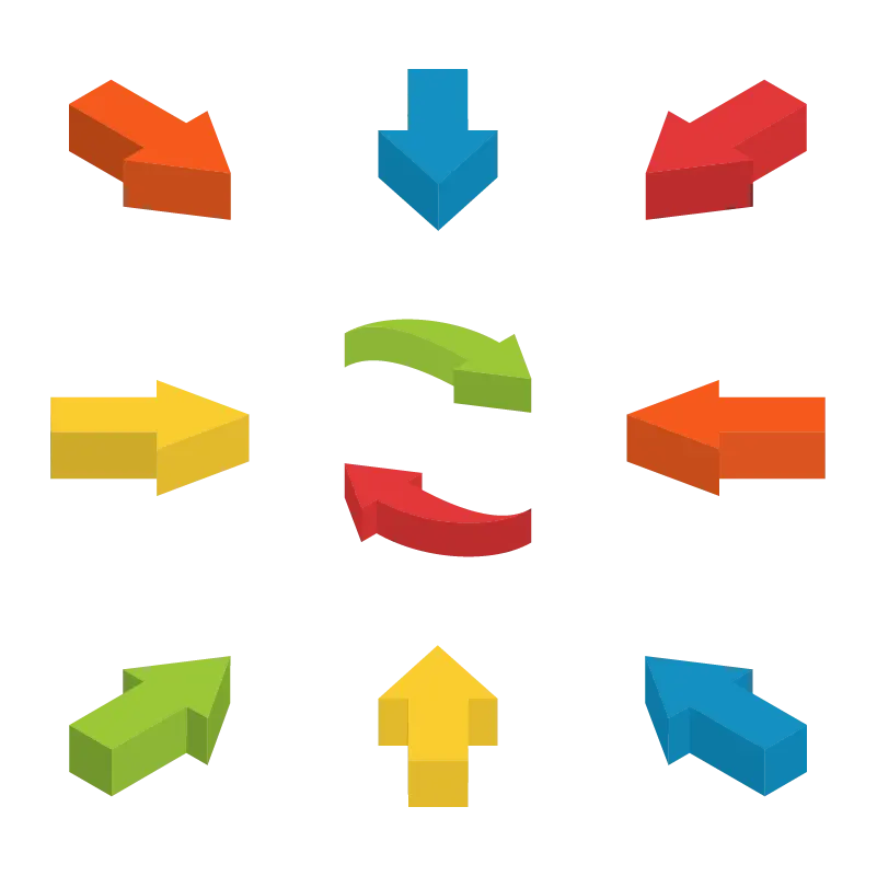 Arrows with Different Colors and Directions PNG Arrow Graphics