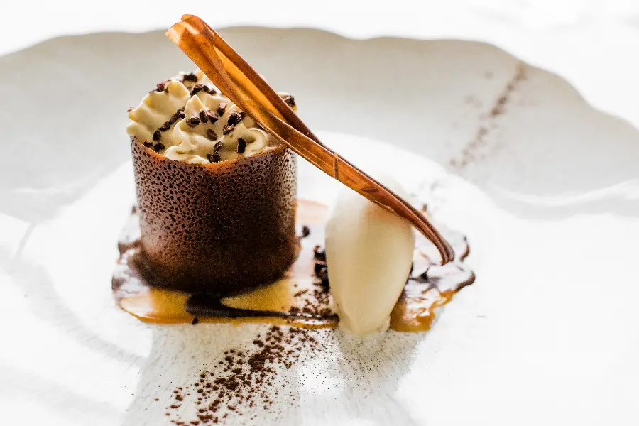 Cool and delicious dessert photo in white and brown for printing