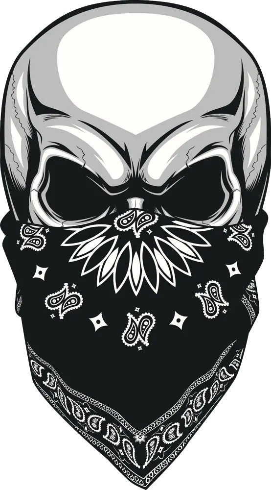 Interesting Picture of Human Skull with Black Handkerchief on Face