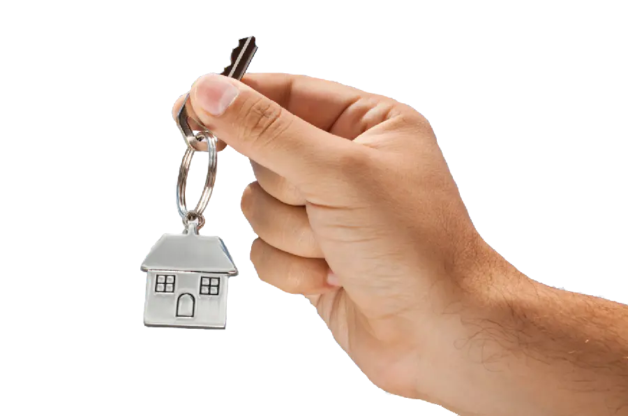 High Quality Photo of a House Keychain in a Human Hand