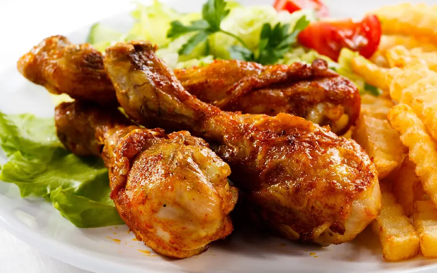 Delicious and fried chicken food in a beautiful frame for ideas