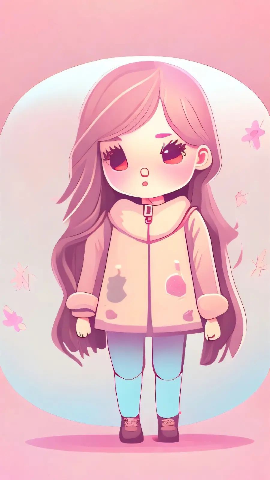 Adorable Pink-Haired Anime Girl Wallpaper for Your Phone