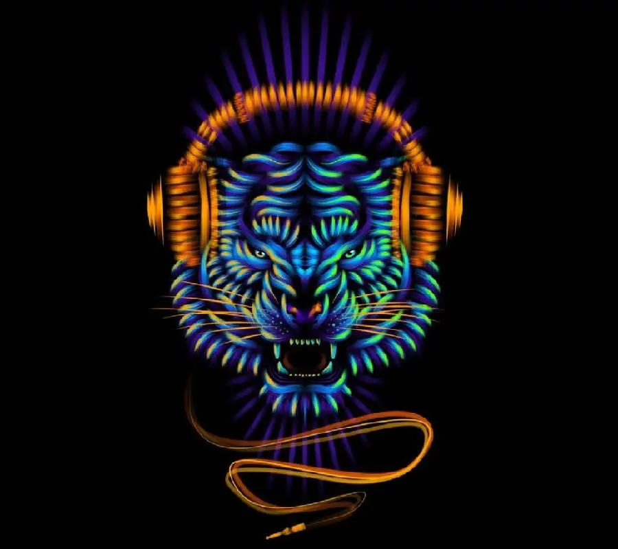 The most interesting HD Fantasy Tiger with Headphones for Music Lovers