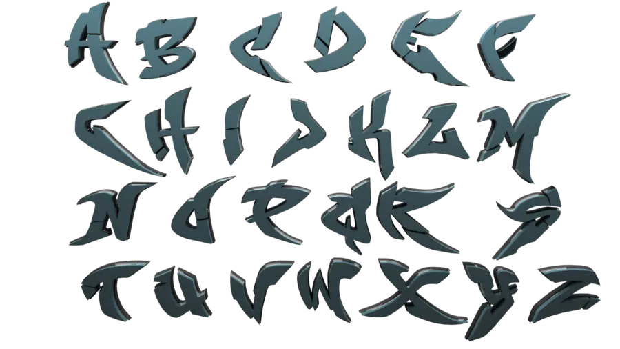 Image of English letters with sword design