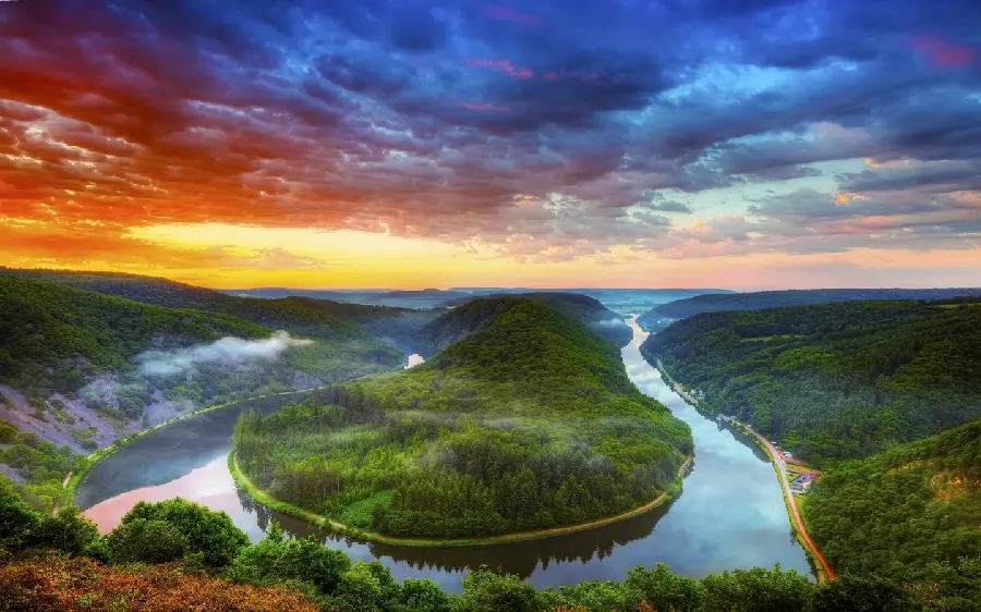 The most beautiful nature profile of a winding river in the forest