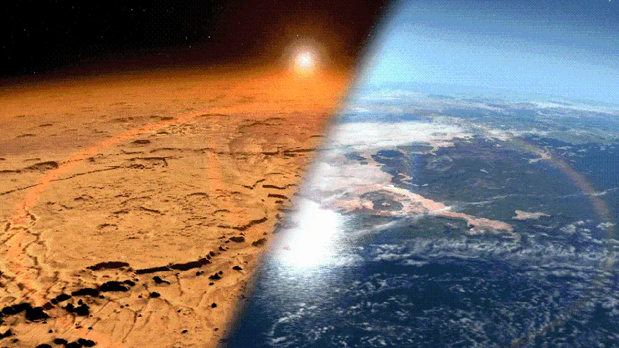 Comparison of the waterless surface of Mars with Earth in an interesting view
