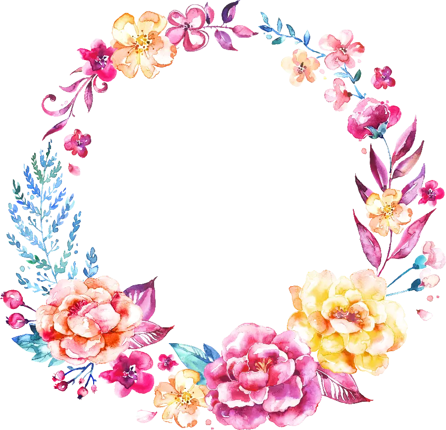 Hollow circle photo for editing with spring flowers design