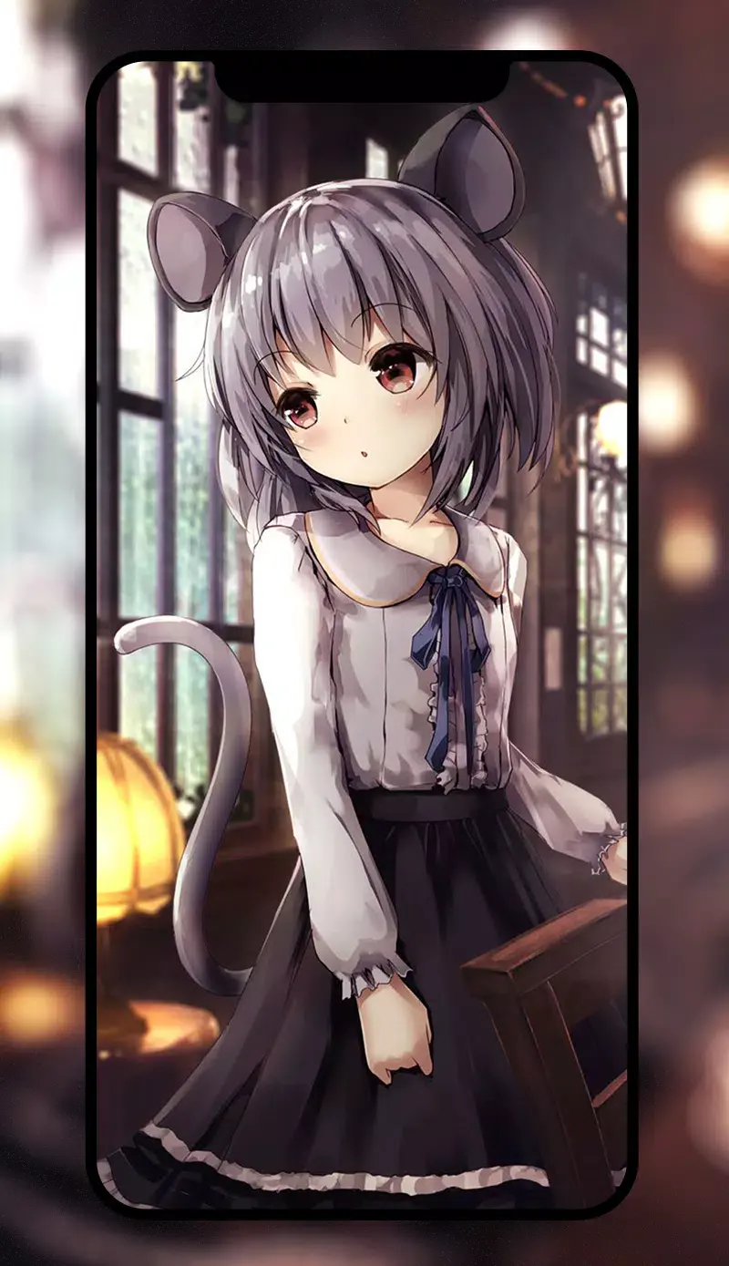 Cute cat anime girl background for iPhone and Samsung