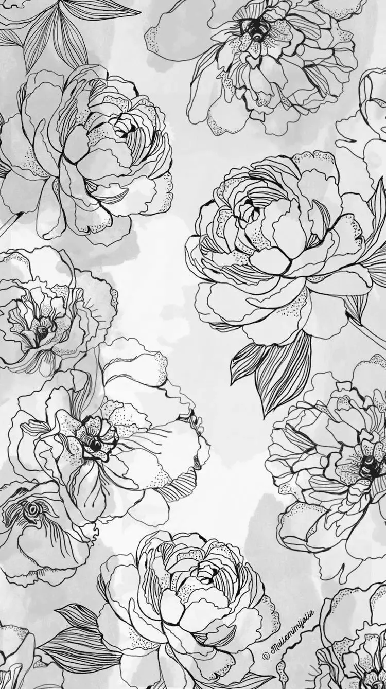 The most beautiful black and white iPhone wallpaper with flower pattern