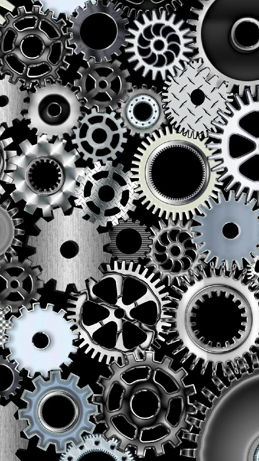 Cool 8K Photo of Gear Parts with a Shiny Gray Theme