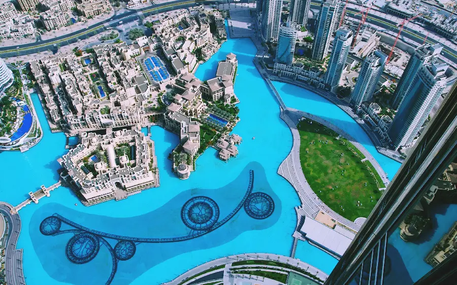 Full HD Background of Dubai from Above with Luxurious Blue Lakes