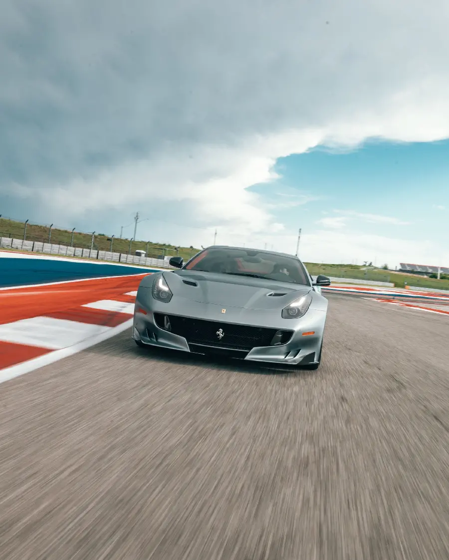 Beautiful mobile background of a car on a race track with quality 4K