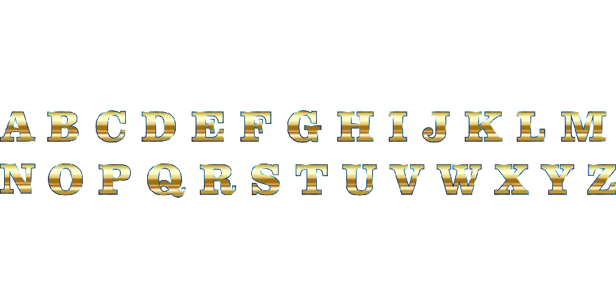 Photos of golden English letters
