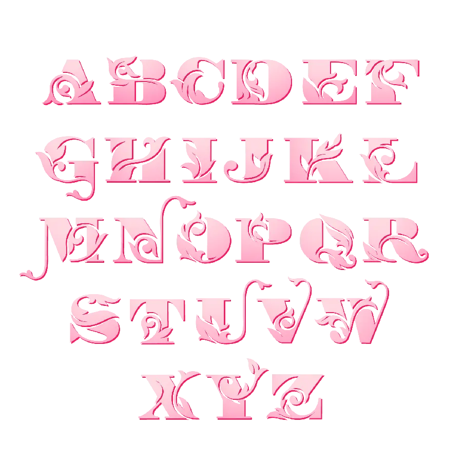 Image of English letters in pink Girls