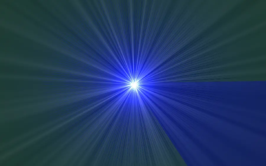 Amazing background of dazzling blue light in the middle of the frame