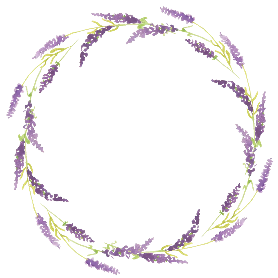 Circular profile photo with purple flowers cut out