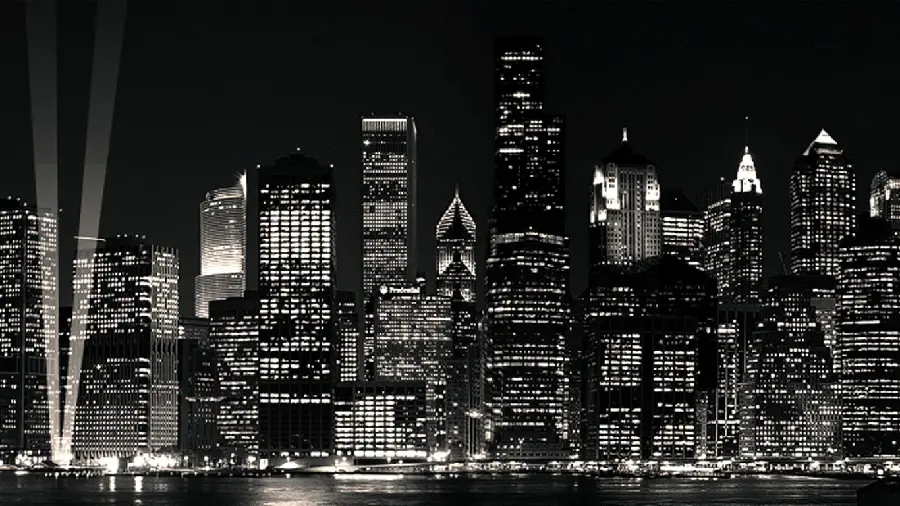Big city photo with black and white filter