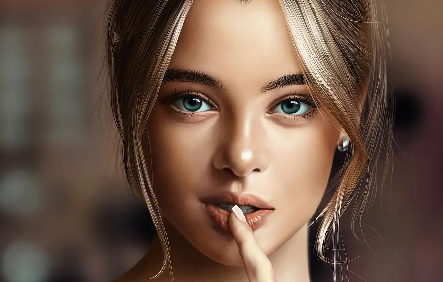 Download a digital image of a beautiful foreign girl with a cute and flirtatious pose