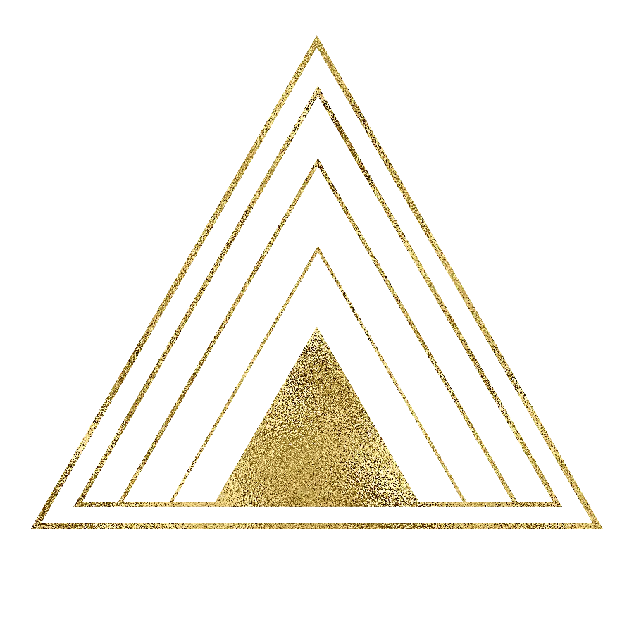 The most beautiful multi-layered golden triangle image with blank background