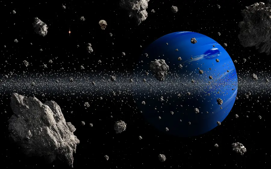 Awesome Main Asteroid Belt Background with Blue and Black Theme