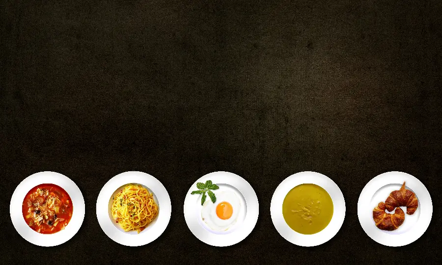 Restaurant Laptop HD Wallpaper with Five Delicious Plates