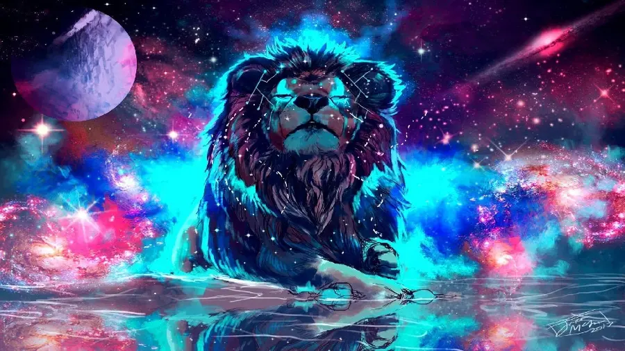 The most beautiful HD computer background with a tiger design in a colorful galaxy