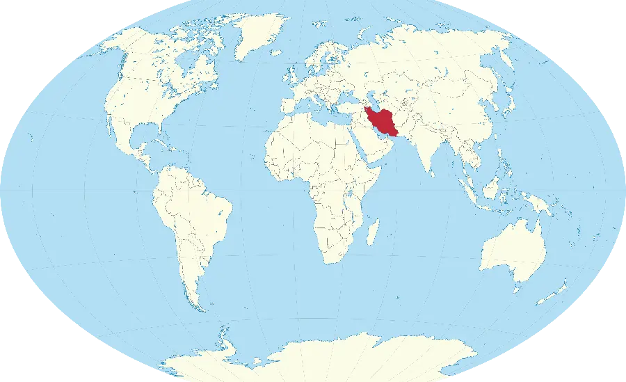 Download file without background of the red map of Iran on the globe