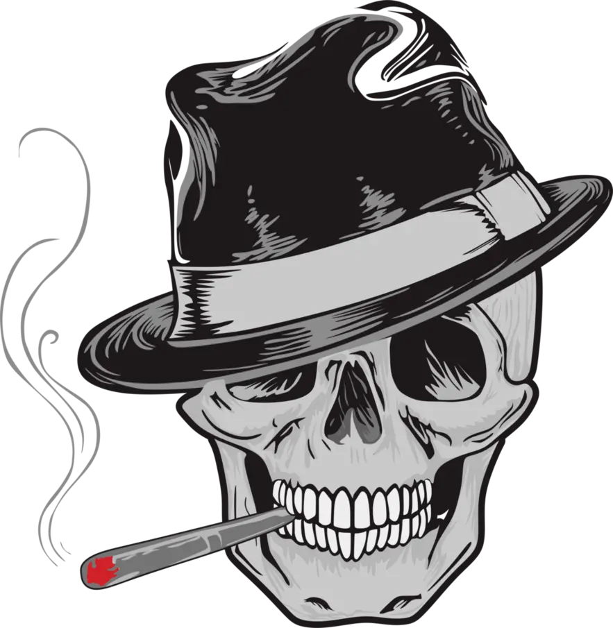 The Most Attractive Picture of SKULL HEAD with Cigarette and Hat