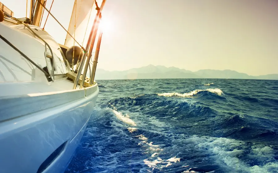 Boat and Waved Sea Photo