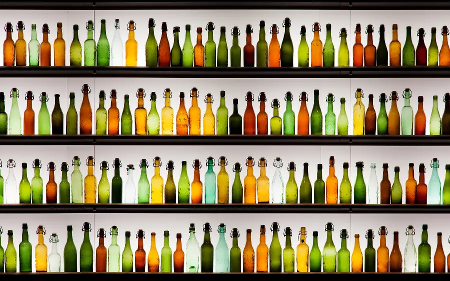 Download Cool Background of Various Glass Bottles