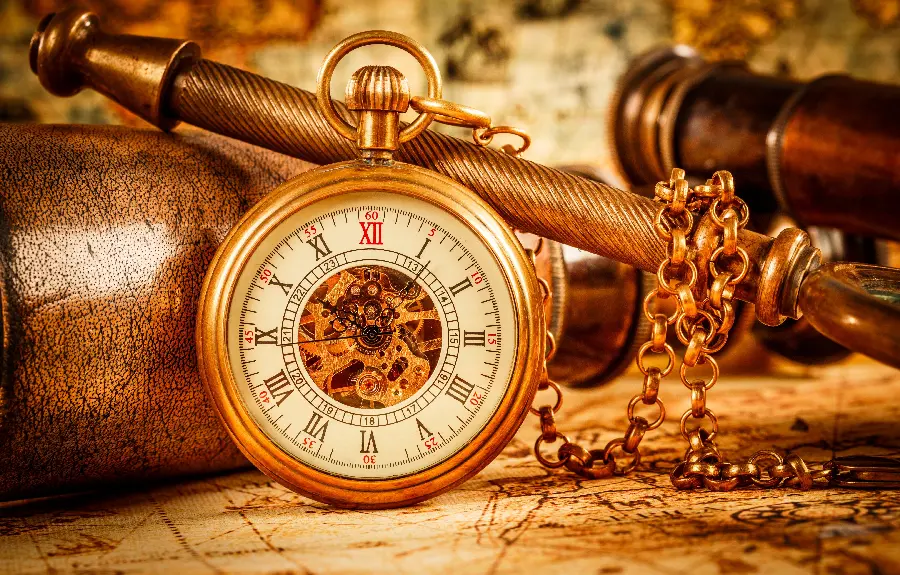The most stylish wallpaper of a gold chained clock in Full HD quality