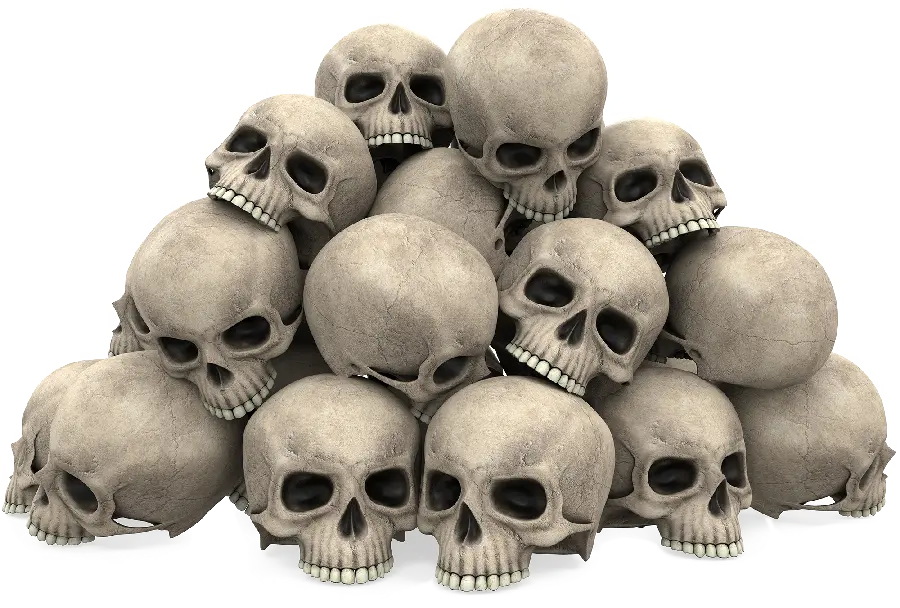 Image of skulls stacked on top of each other for Photoshop editing 