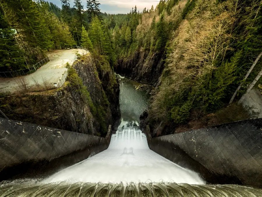 A very exciting photo of a waterfall from above for printing a carpet