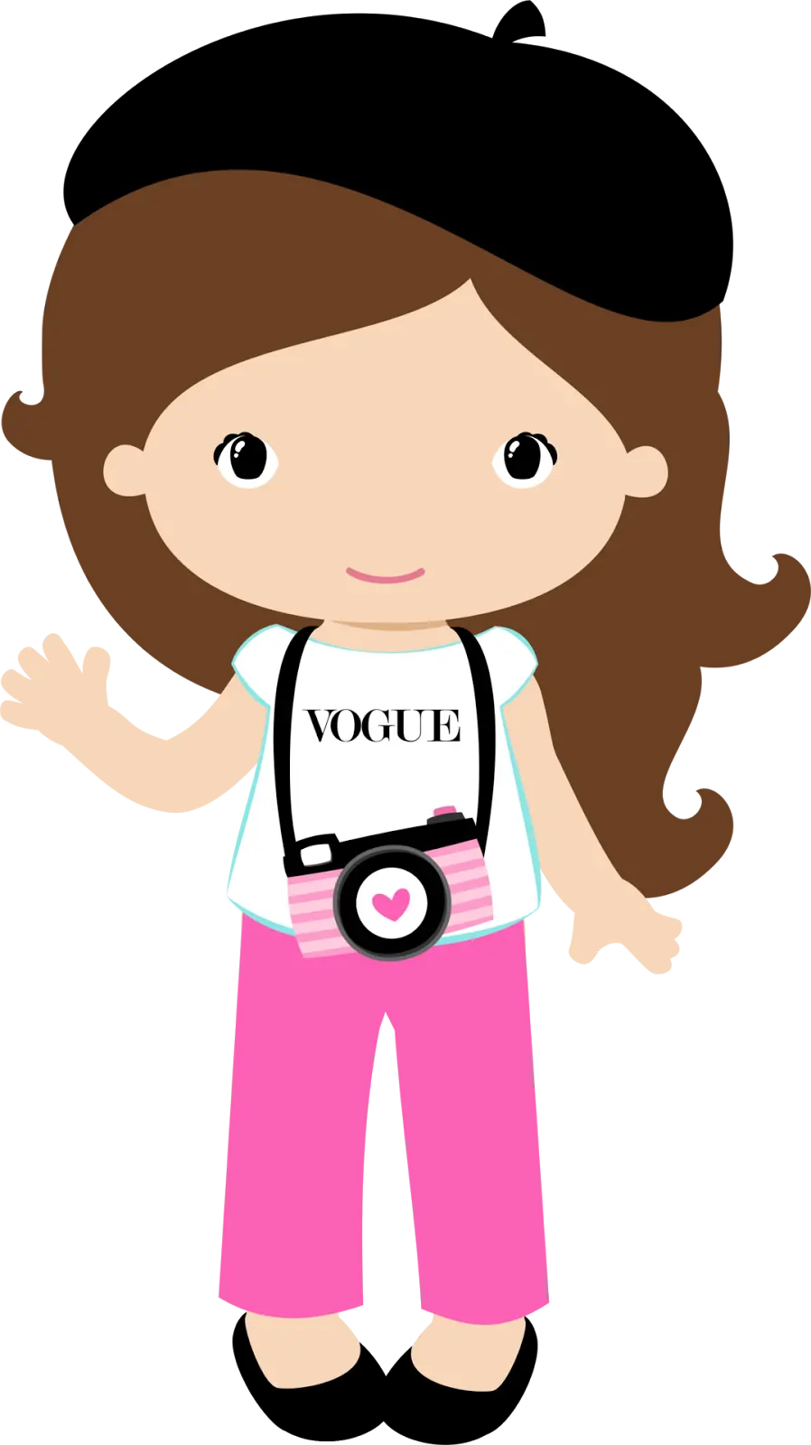 High quality cropped photo of a girl photographer and artist standing and waving her hand
