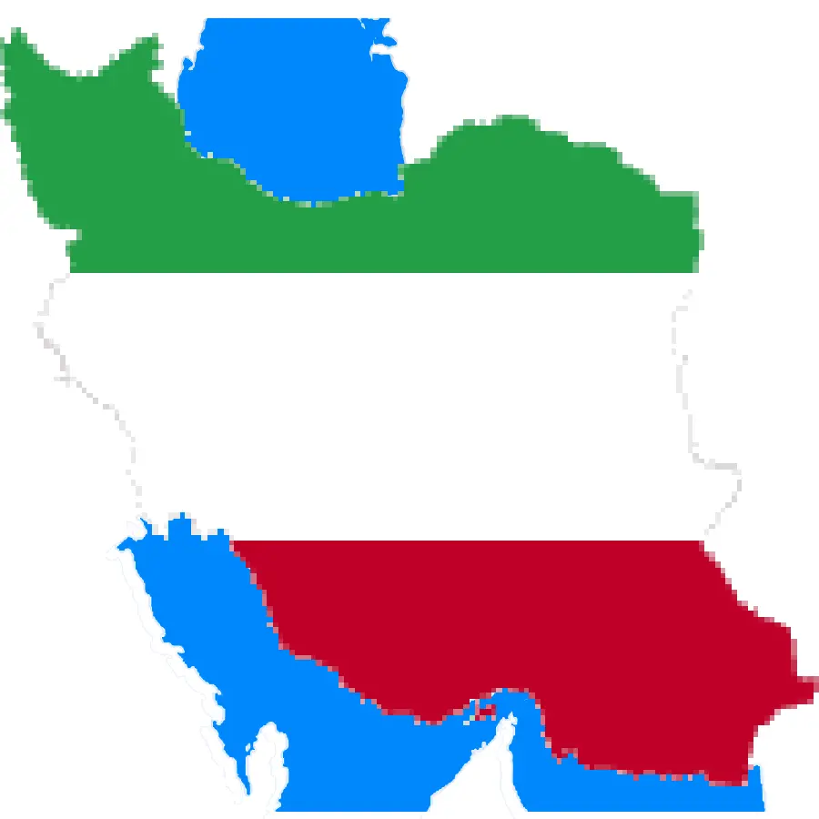 Free download of the full flag map of Iran with the sea