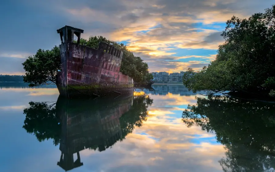 A wonderful and eye-catching photo of nature and a ship on the water