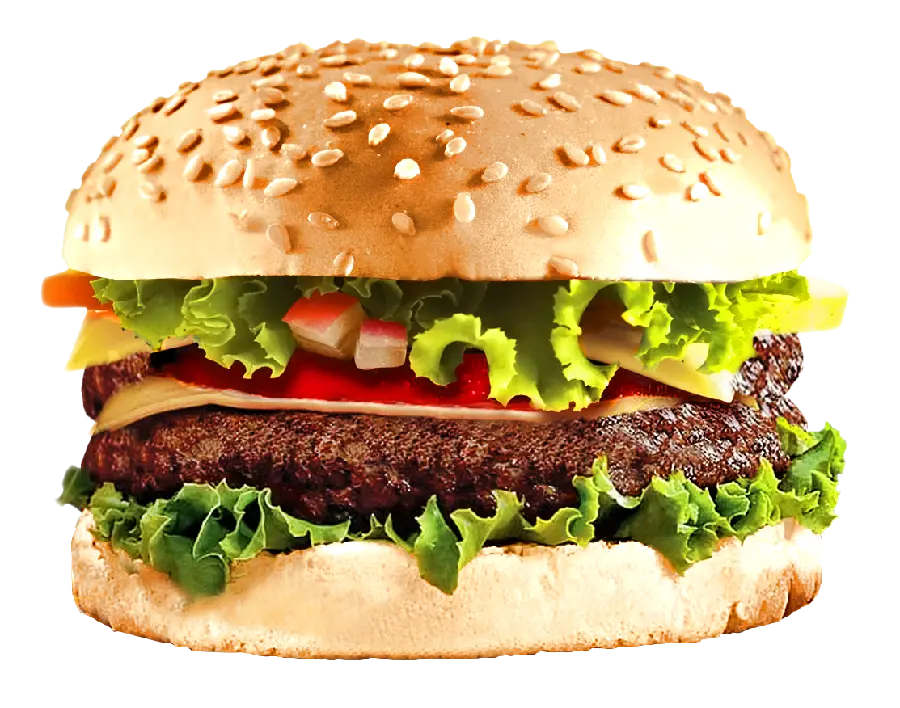 A delicious hamburger photo without a background for a fast food sign