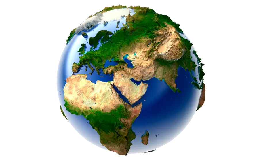 Digital image of the globe with the presence of Iran in HD quality 