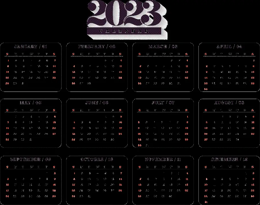 Stylish and classy calendar for 2023 to print on paper
