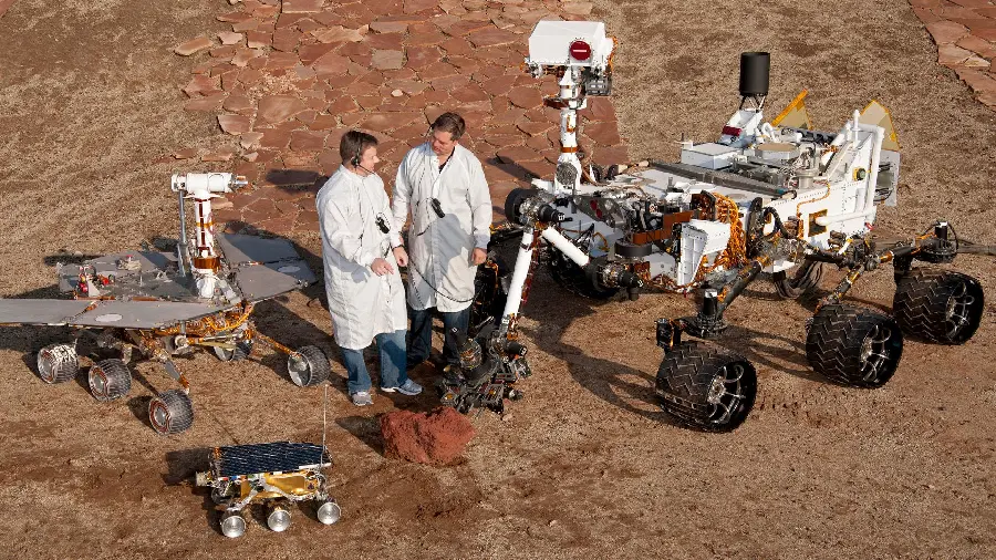 High quality photo ofMars researchers with advanced tools