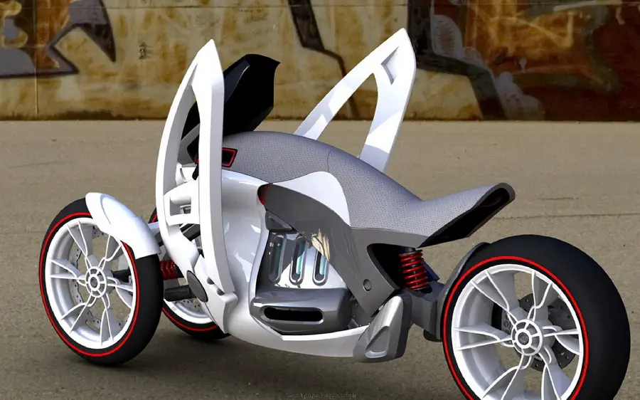 Photo of a modern three-wheeled motorcycle