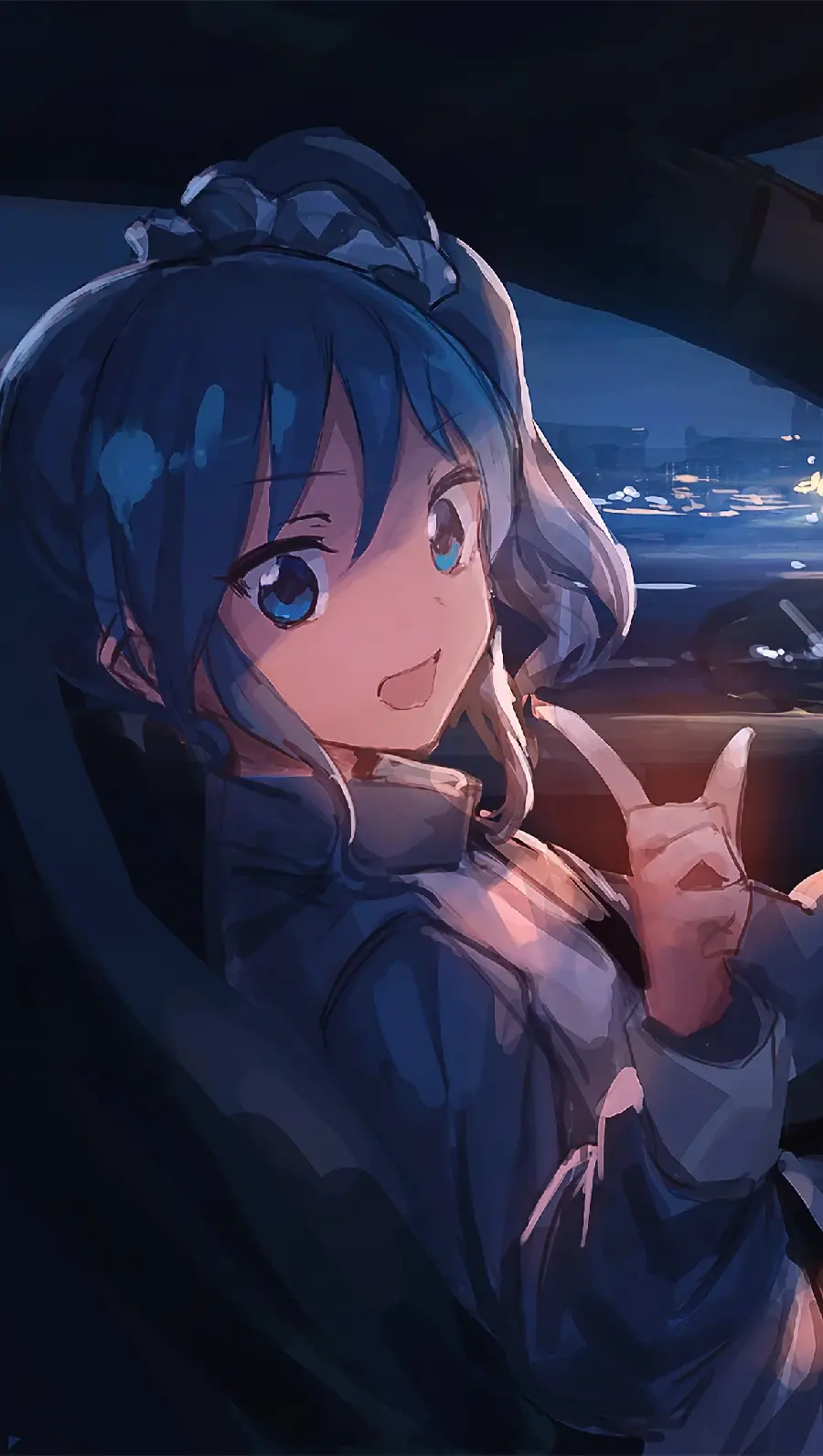 8K Photo of a Googly and Beautiful Anime Girl Driving a Car