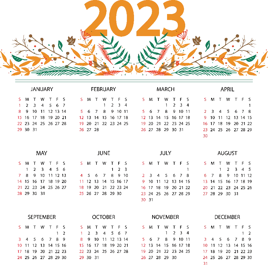 Simple 2023 Calendar PNG