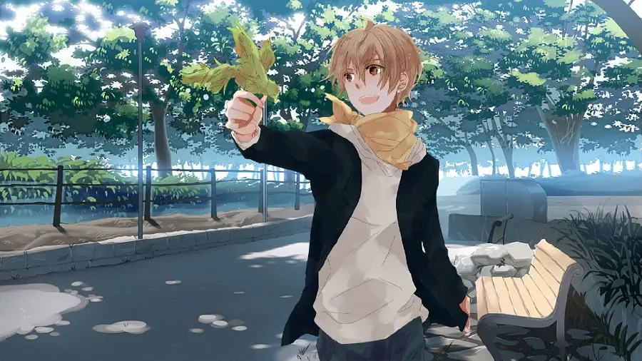Photo of a happy and smiling anime boy