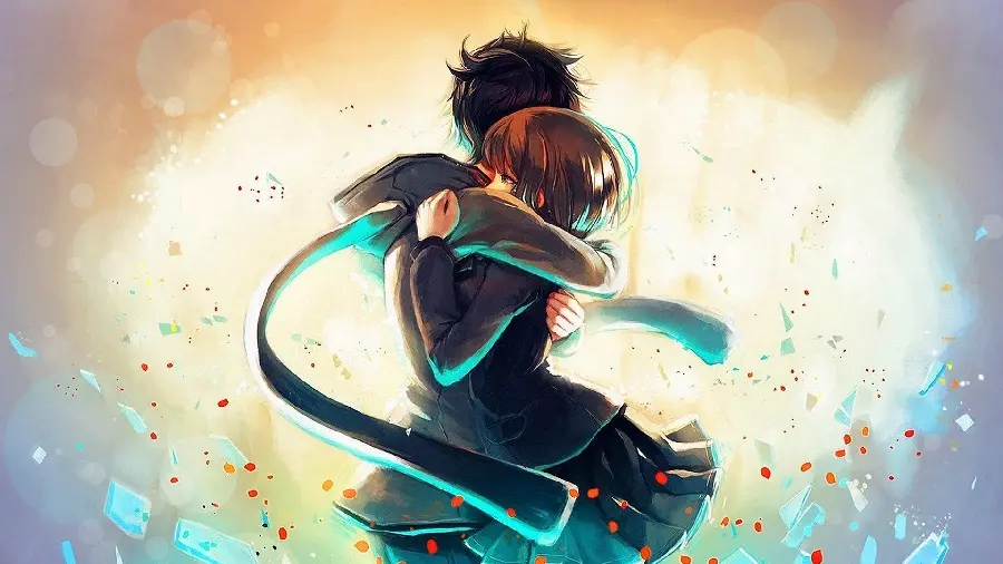 Romantic wallpaper of an anime girl and boy in full HD quality