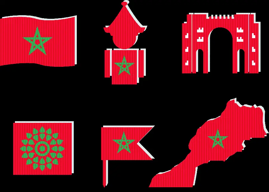 PNG without background of the Moroccan flag in different shapes