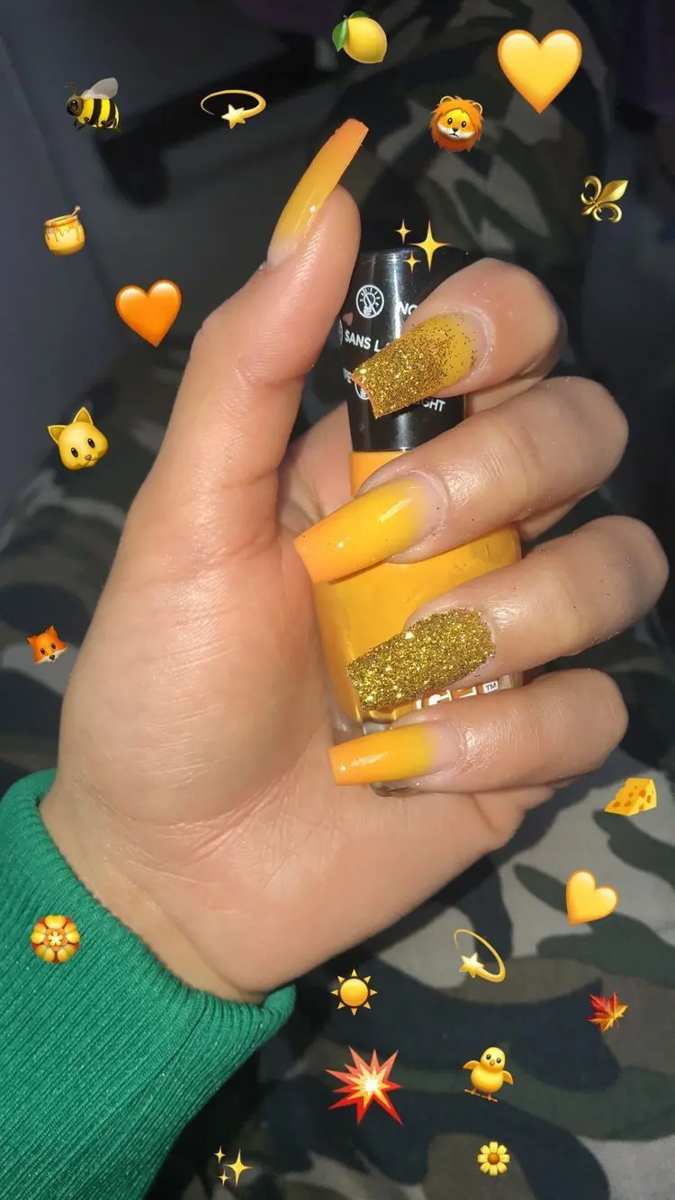 Instagram Google Story with a beautiful yellow nail polish design